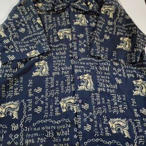 Rocawear Navy Graphic Button Down Shirt